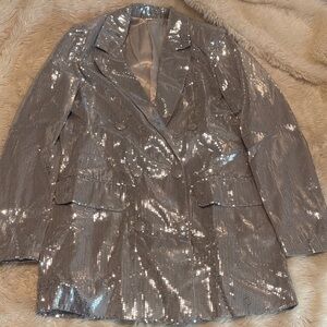 Glamorous Silver Sequin Blazer